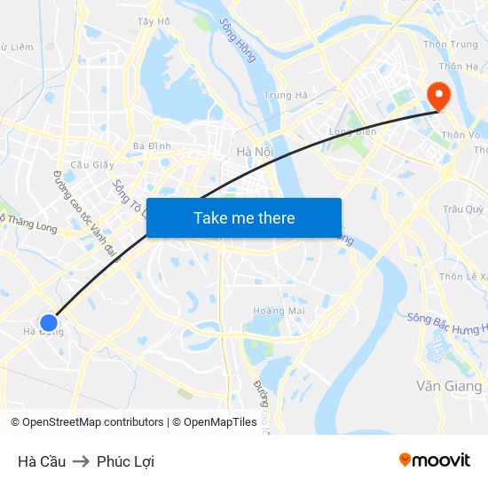 Hà Cầu to Phúc Lợi map