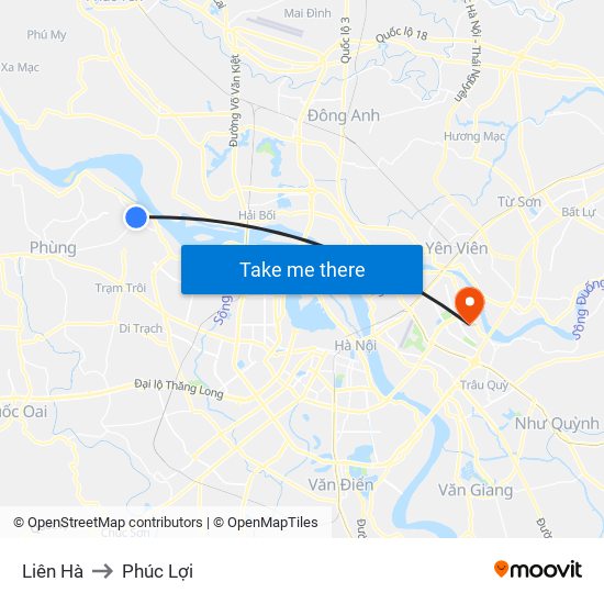 Liên Hà to Phúc Lợi map