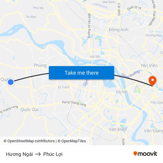 Hương Ngải to Phúc Lợi map