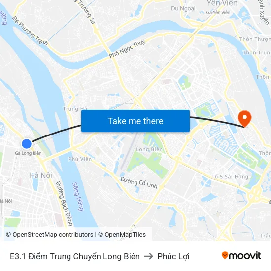 E3.1 Điểm Trung Chuyển Long Biên to Phúc Lợi map