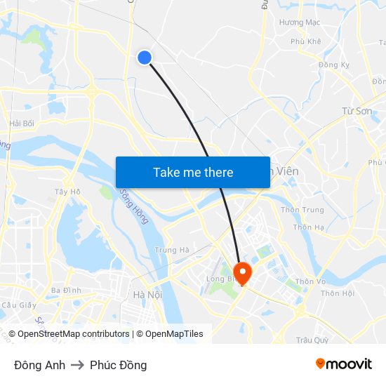 Đông Anh to Phúc Đồng map