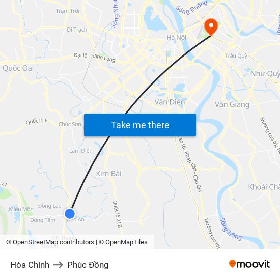 Hòa Chính to Phúc Đồng map