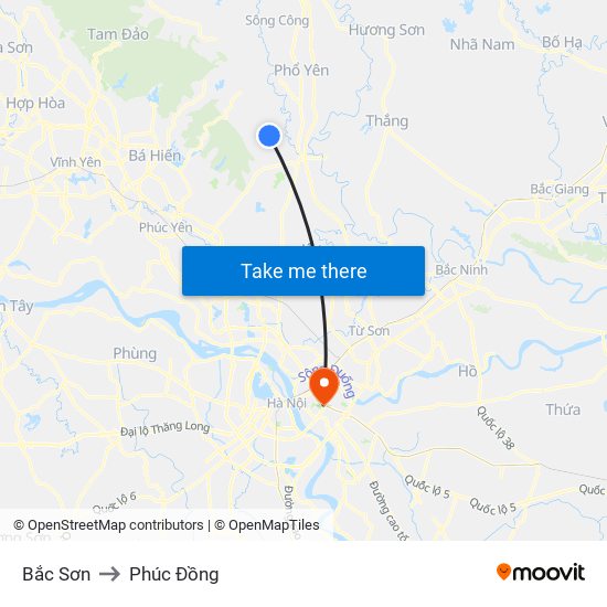 Bắc Sơn to Phúc Đồng map