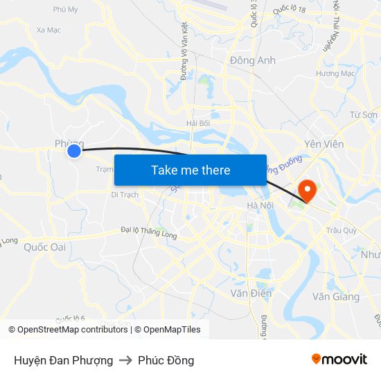 Huyện Đan Phượng to Phúc Đồng map