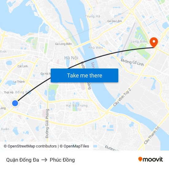 Quận Đống Đa to Phúc Đồng map