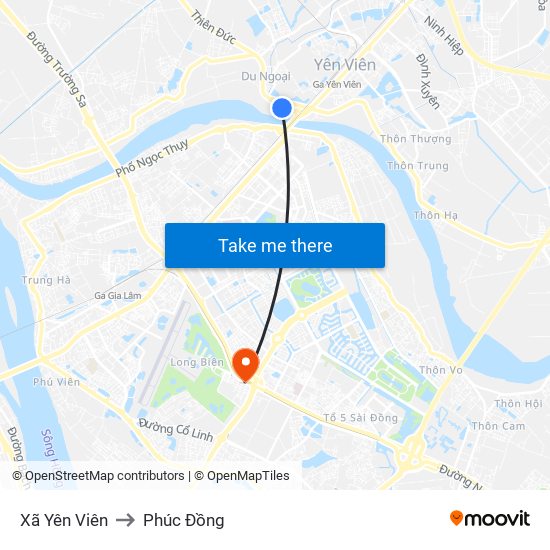 Xã Yên Viên to Phúc Đồng map