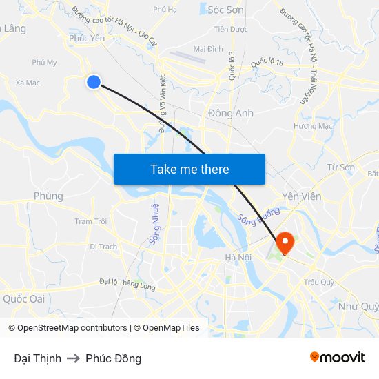 Đại Thịnh to Phúc Đồng map