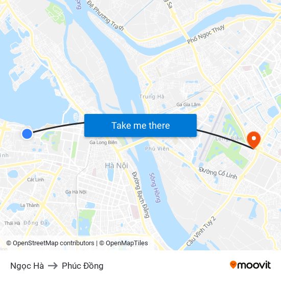Ngọc Hà to Phúc Đồng map
