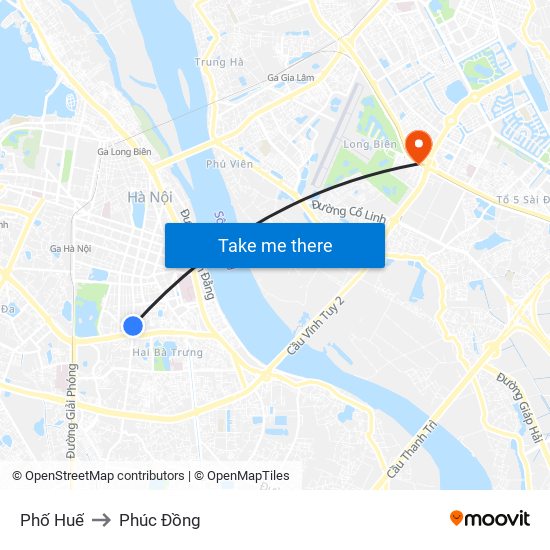 Phố Huế to Phúc Đồng map