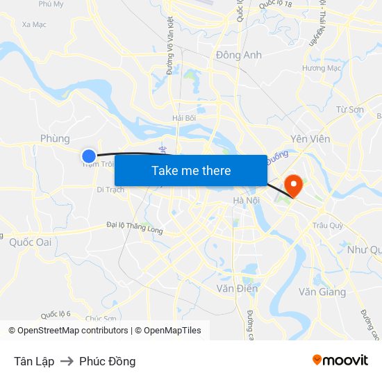 Tân Lập to Phúc Đồng map