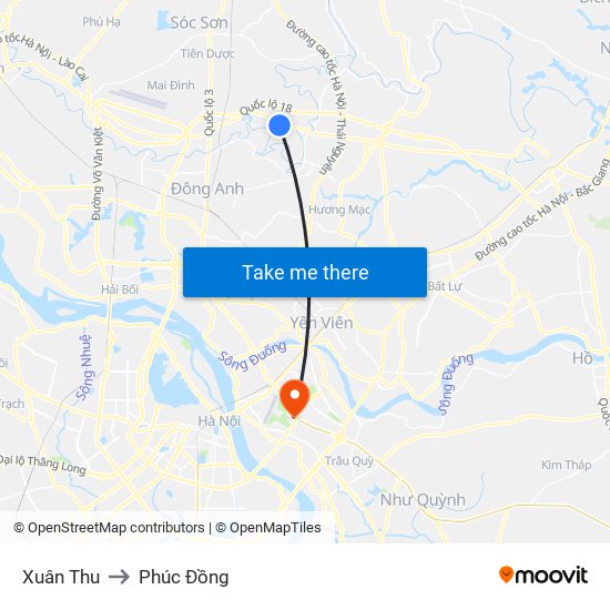 Xuân Thu to Phúc Đồng map