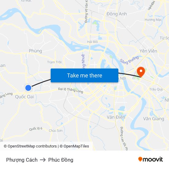 Phượng Cách to Phúc Đồng map