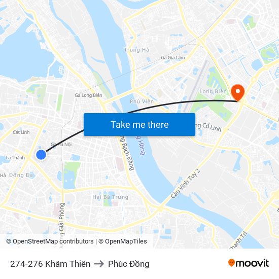 274-276 Khâm Thiên to Phúc Đồng map