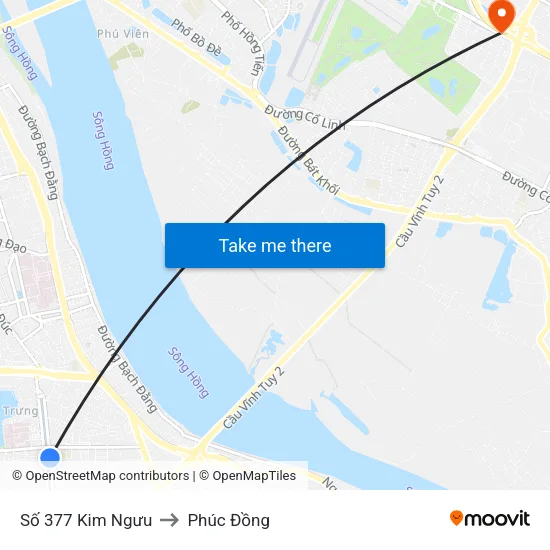 Số 377 Kim Ngưu to Phúc Đồng map