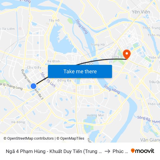 Ngã 4 Phạm Hùng - Khuất Duy Tiến (Trung Tâm Hội Nghị Quốc Gia) to Phúc Đồng map