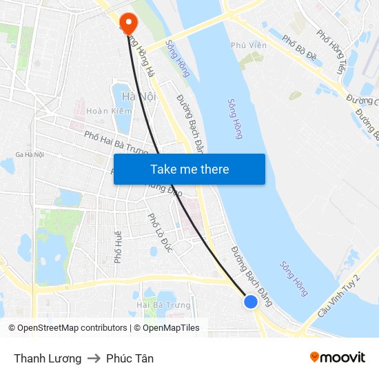 Thanh Lương to Phúc Tân map