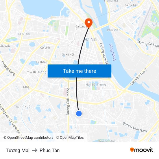 Tương Mai to Phúc Tân map