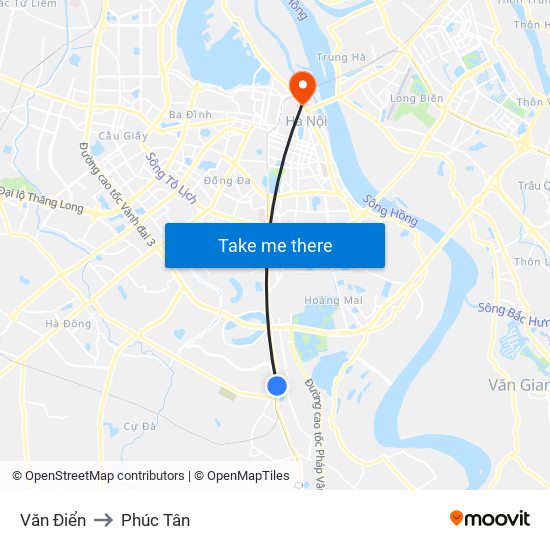 Văn Điển to Phúc Tân map