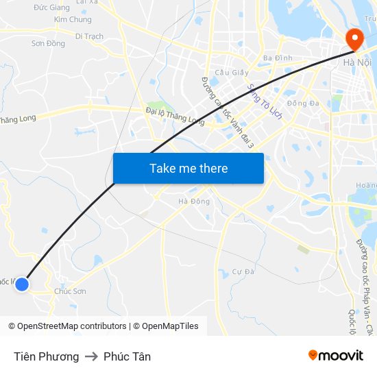 Tiên Phương to Phúc Tân map