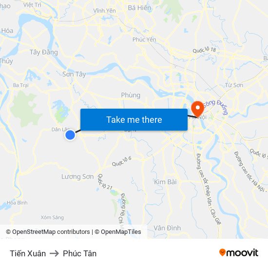 Tiến Xuân to Phúc Tân map