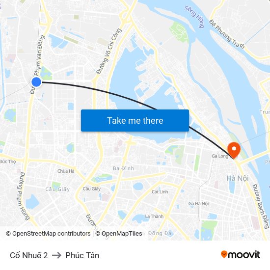 Cổ Nhuế 2 to Phúc Tân map