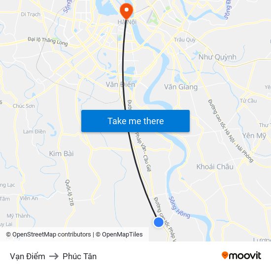 Vạn Điểm to Phúc Tân map