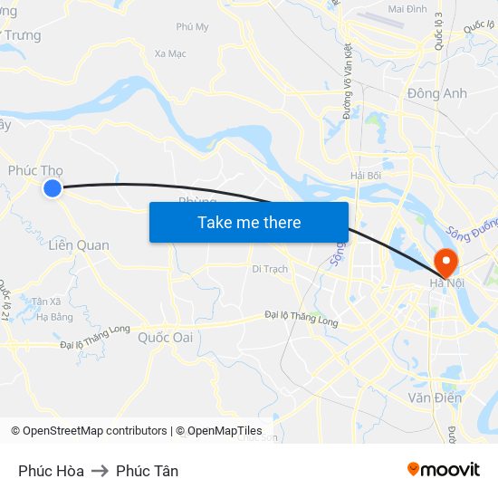 Phúc Hòa to Phúc Tân map