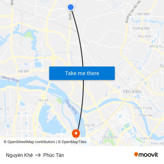 Nguyên Khê to Phúc Tân map