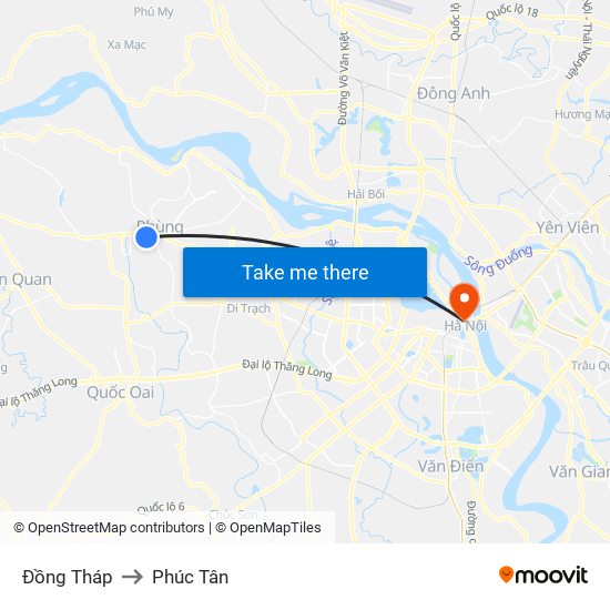 Đồng Tháp to Phúc Tân map