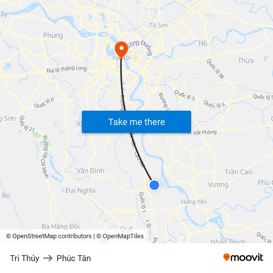 Tri Thủy to Phúc Tân map