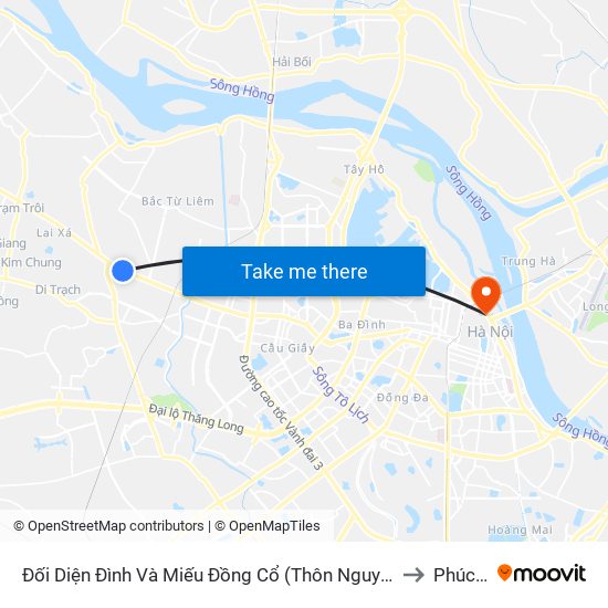 Đối Diện Đình Và Miếu Đồng Cổ (Thôn Nguyên Xá) - Đường 32 to Phúc Tân map