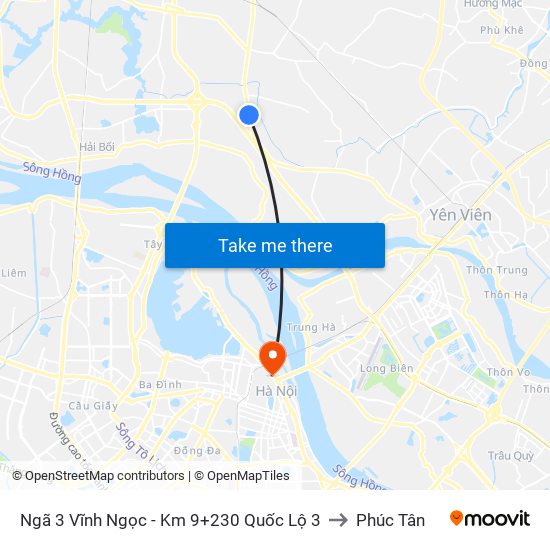 Ngã 3 Vĩnh Ngọc - Km 9+230 Quốc Lộ 3 to Phúc Tân map