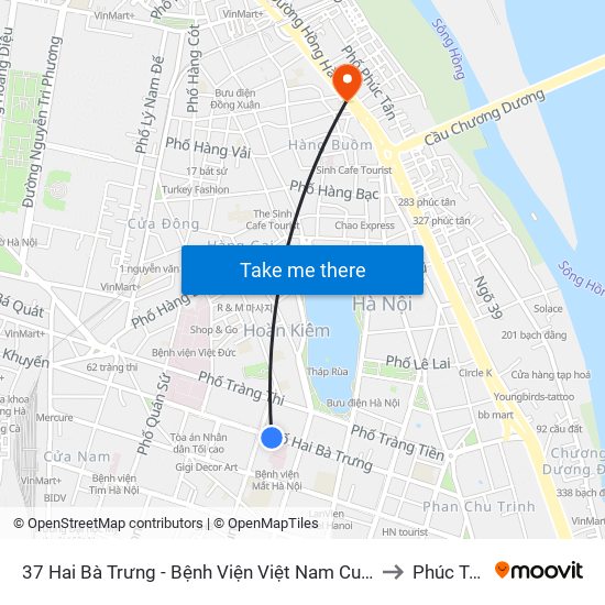 37 Hai Bà Trưng - Bệnh Viện Việt Nam Cu Ba to Phúc Tân map