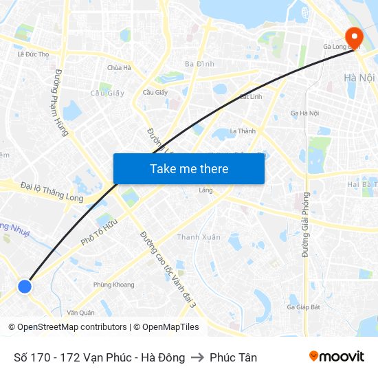 Số 170 - 172 Vạn Phúc - Hà Đông to Phúc Tân map