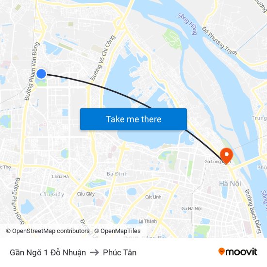 Gần Ngõ 1 Đỗ Nhuận to Phúc Tân map