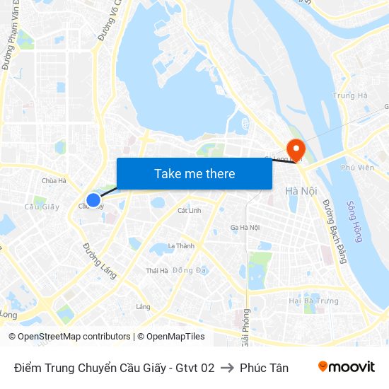 Điểm Trung Chuyển Cầu Giấy - Gtvt 02 to Phúc Tân map