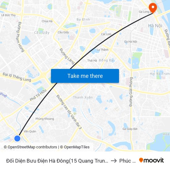 Đối Diện Bưu Điện Hà Đông(15 Quang Trung Hà Đông) to Phúc Tân map