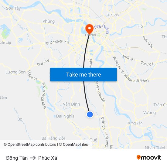 Đồng Tân to Phúc Xá map