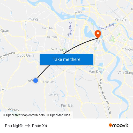 Phú Nghĩa to Phúc Xá map