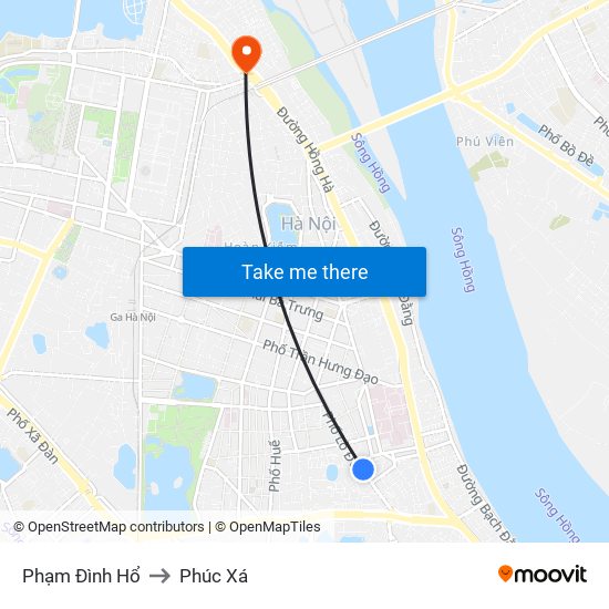 Phạm Đình Hổ to Phúc Xá map