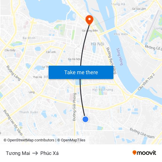 Tương Mai to Phúc Xá map