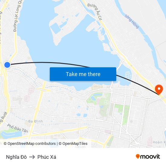 Nghĩa Đô to Phúc Xá map