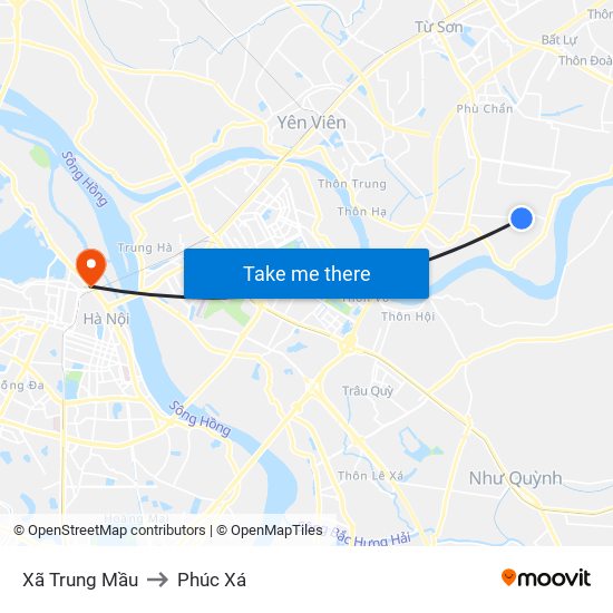 Xã Trung Mầu to Phúc Xá map