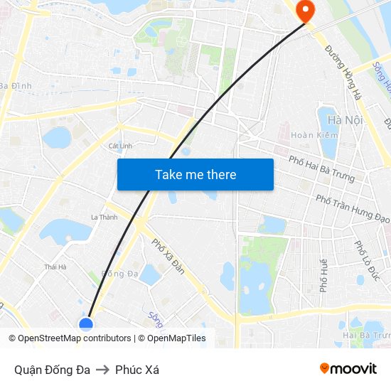 Quận Đống Đa to Phúc Xá map