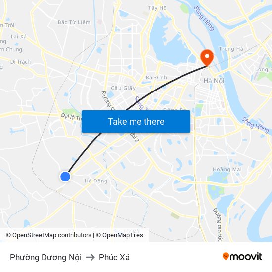 Phường Dương Nội to Phúc Xá map