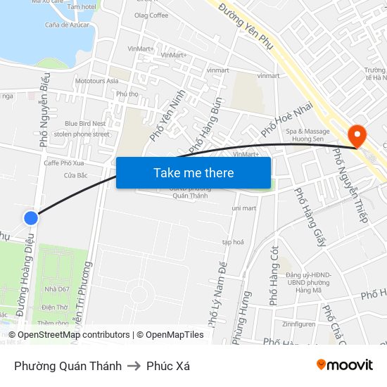 Phường Quán Thánh to Phúc Xá map