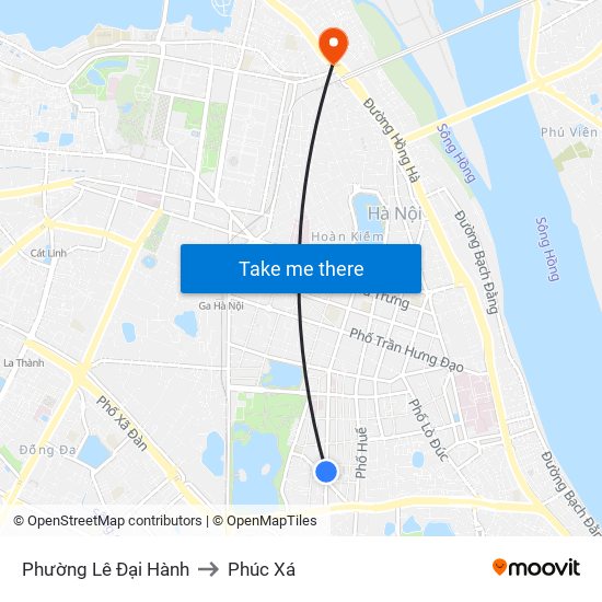 Phường Lê Đại Hành to Phúc Xá map