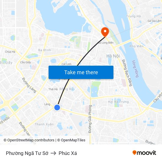 Phường Ngã Tư Sở to Phúc Xá map