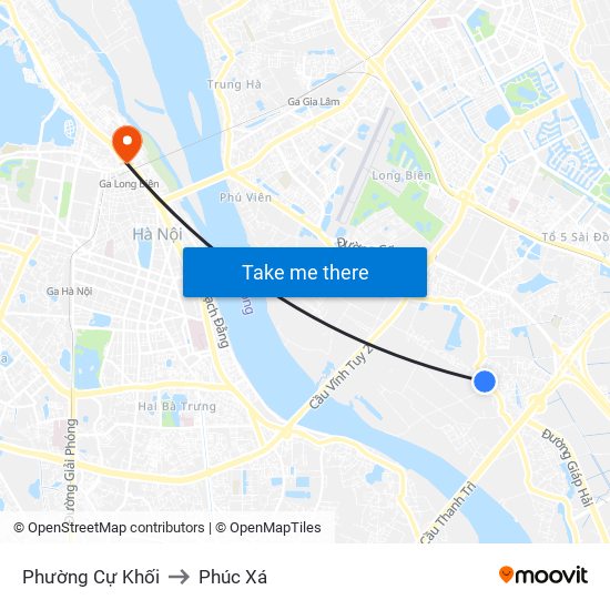 Phường Cự Khối to Phúc Xá map