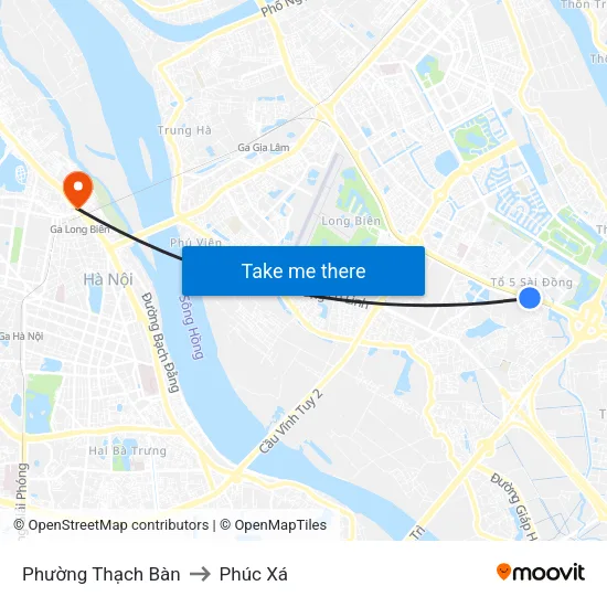 Phường Thạch Bàn to Phúc Xá map